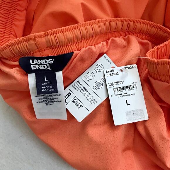 Lands' End NWT Orange Sport Swim Trunk Men Various - Picture 10 of 13